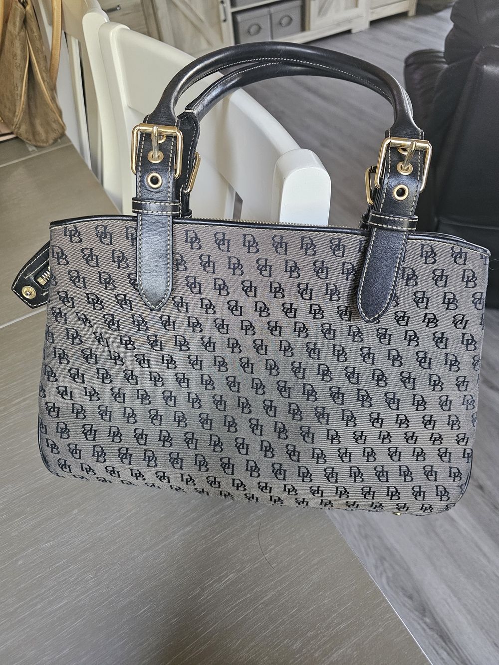 Monogram Canvas Satchel with Black Trim